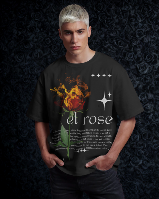 Evo Vogue “Urban Rose” Double-Sided Printed Oversized Tee – 100% Pure Imported Premium Cotton