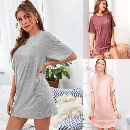 Women's Long Top T-Shirt Dress with Pockets