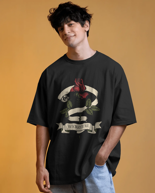 Evo Vogue “Crimson Rose Rhapsody” Double-Sided Printed Oversized Tee – 100% Pure Imported Premium Cotton