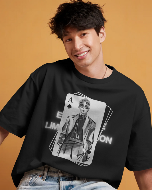 Evo Vogue “Ace of Spades” Double-Sided Printed Oversized Tee – Luxe Edition | 100% Pure Imported Premium Cotton