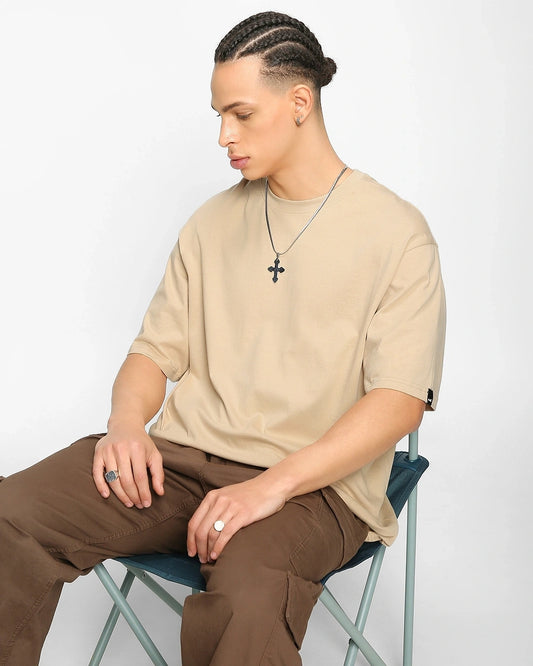 Evo Vogue Premium Oversized T-Shirt | Beige | Minimalist Streetwear