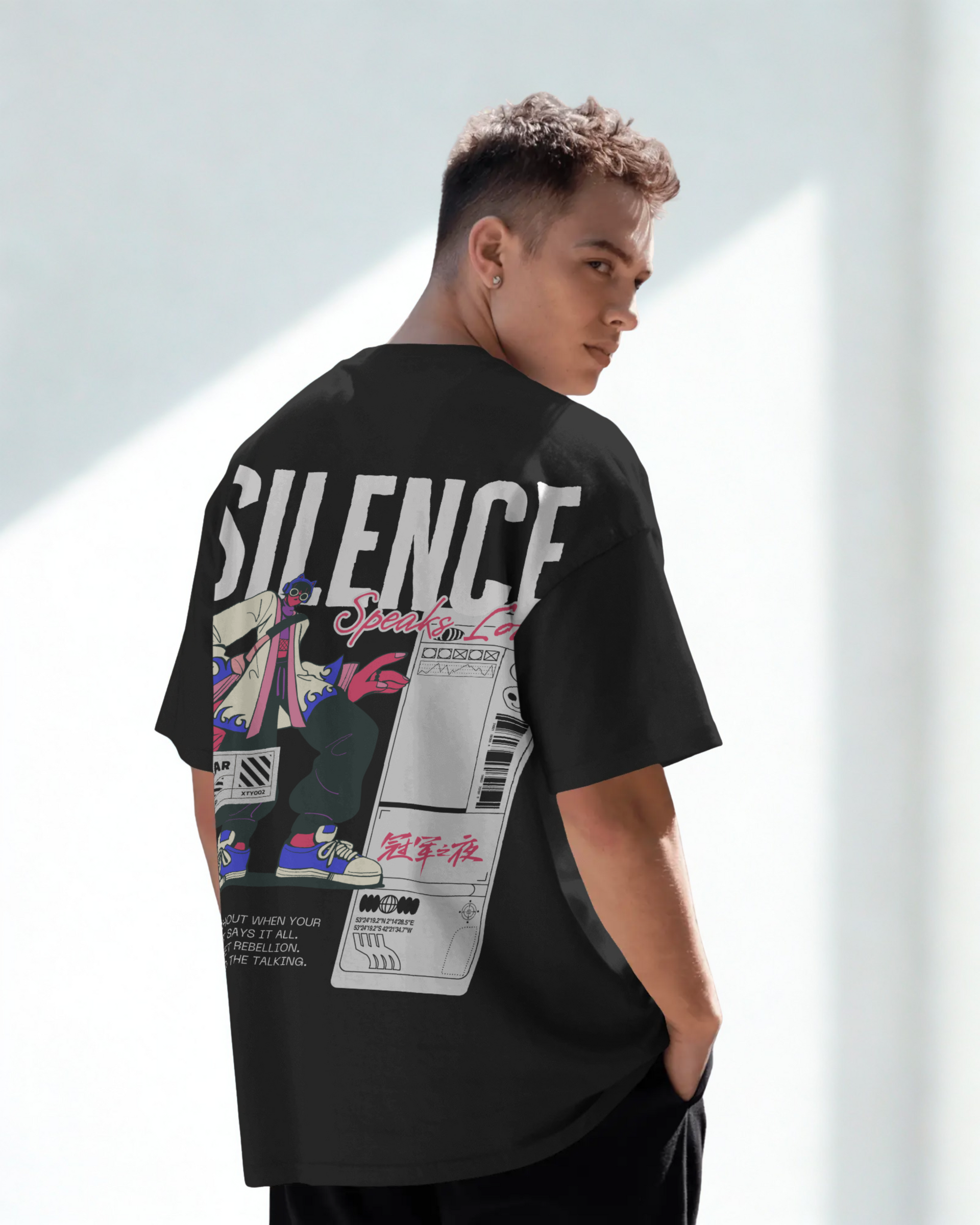 Evo Vogue “Forbidden Silence” Double-Sided Printed Oversized Tee – 100