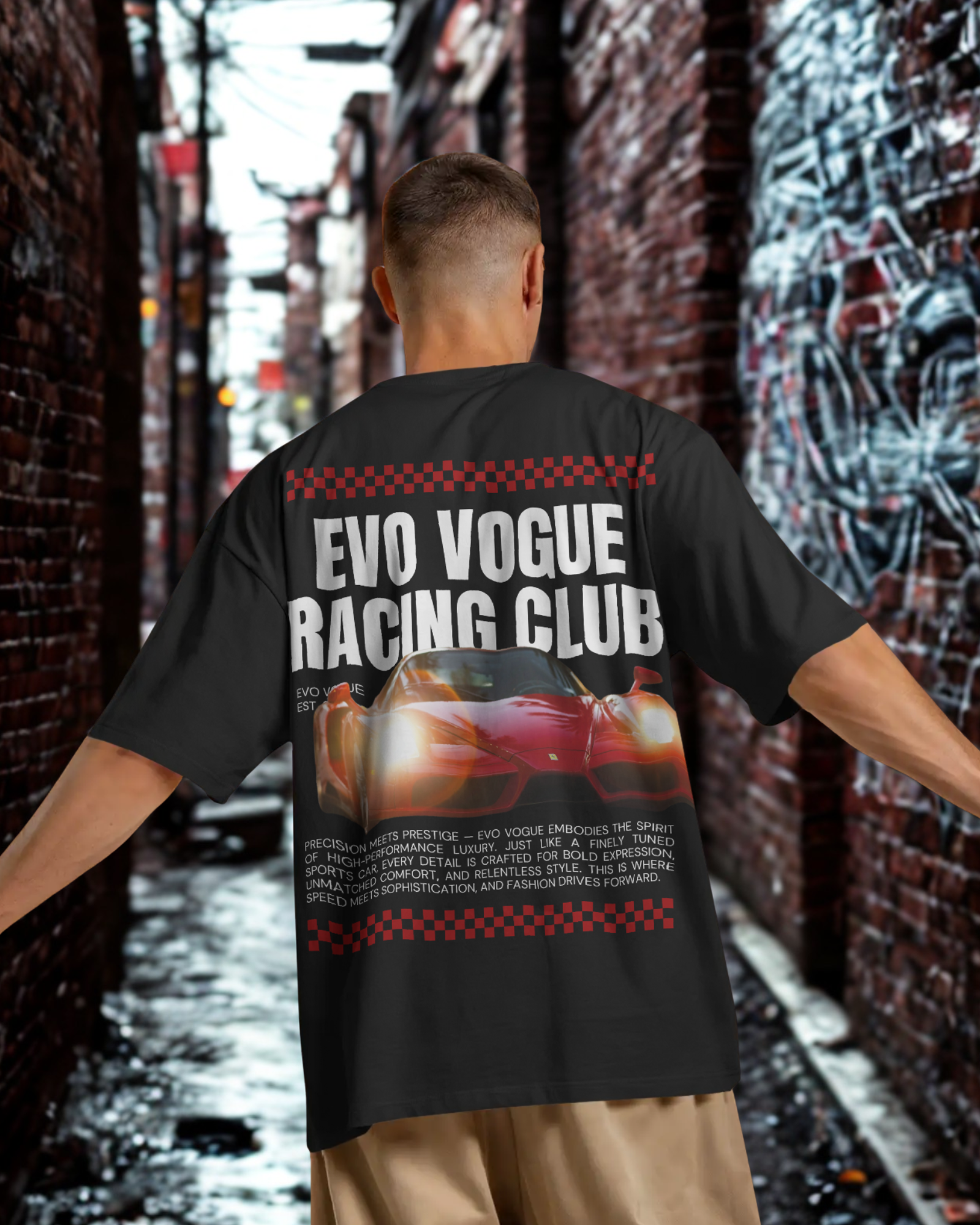 Evo Vogue Racing Club Oversized Tee – Noir Edition