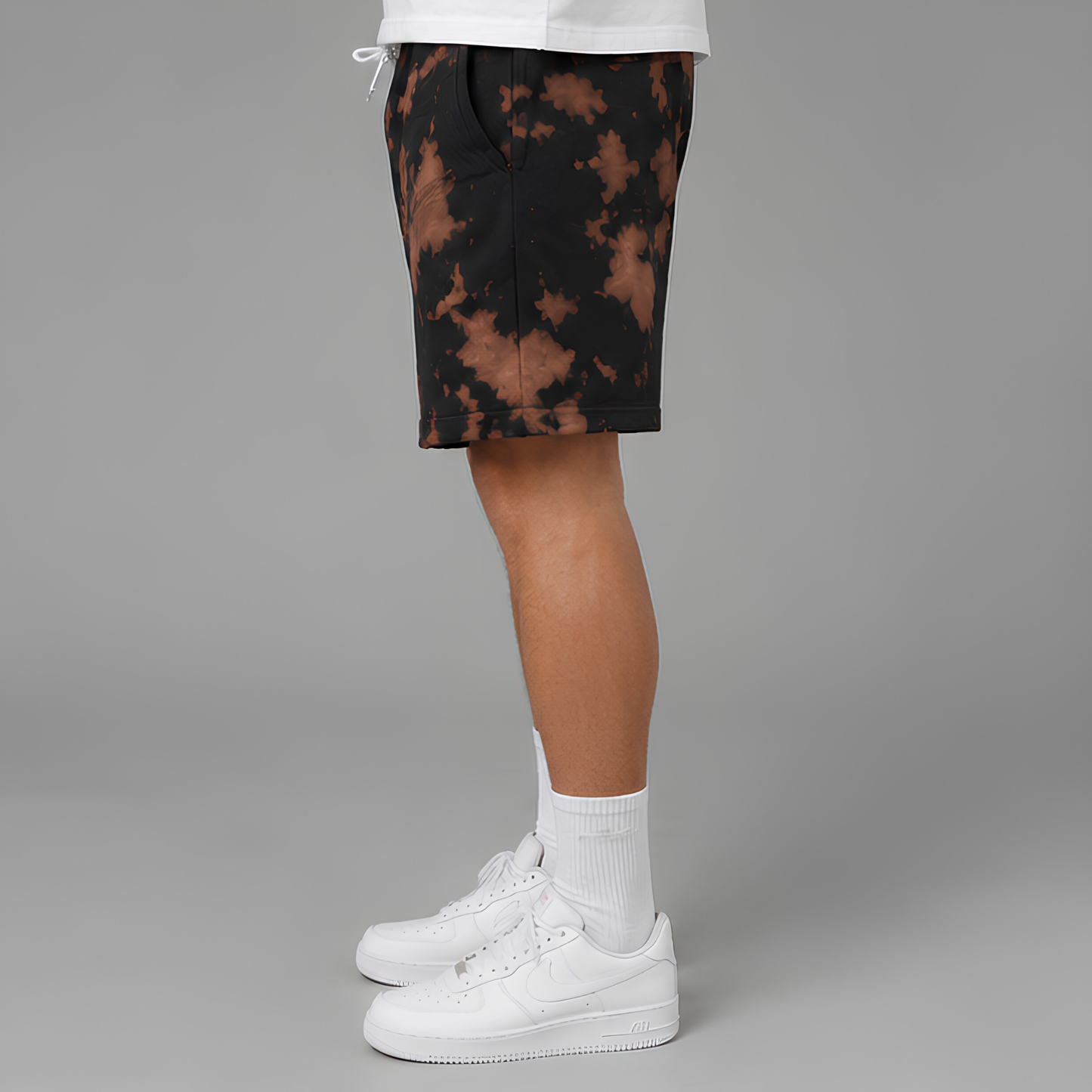 Evo Vogue Ember Drift Brown Black Tie Dye Shorts