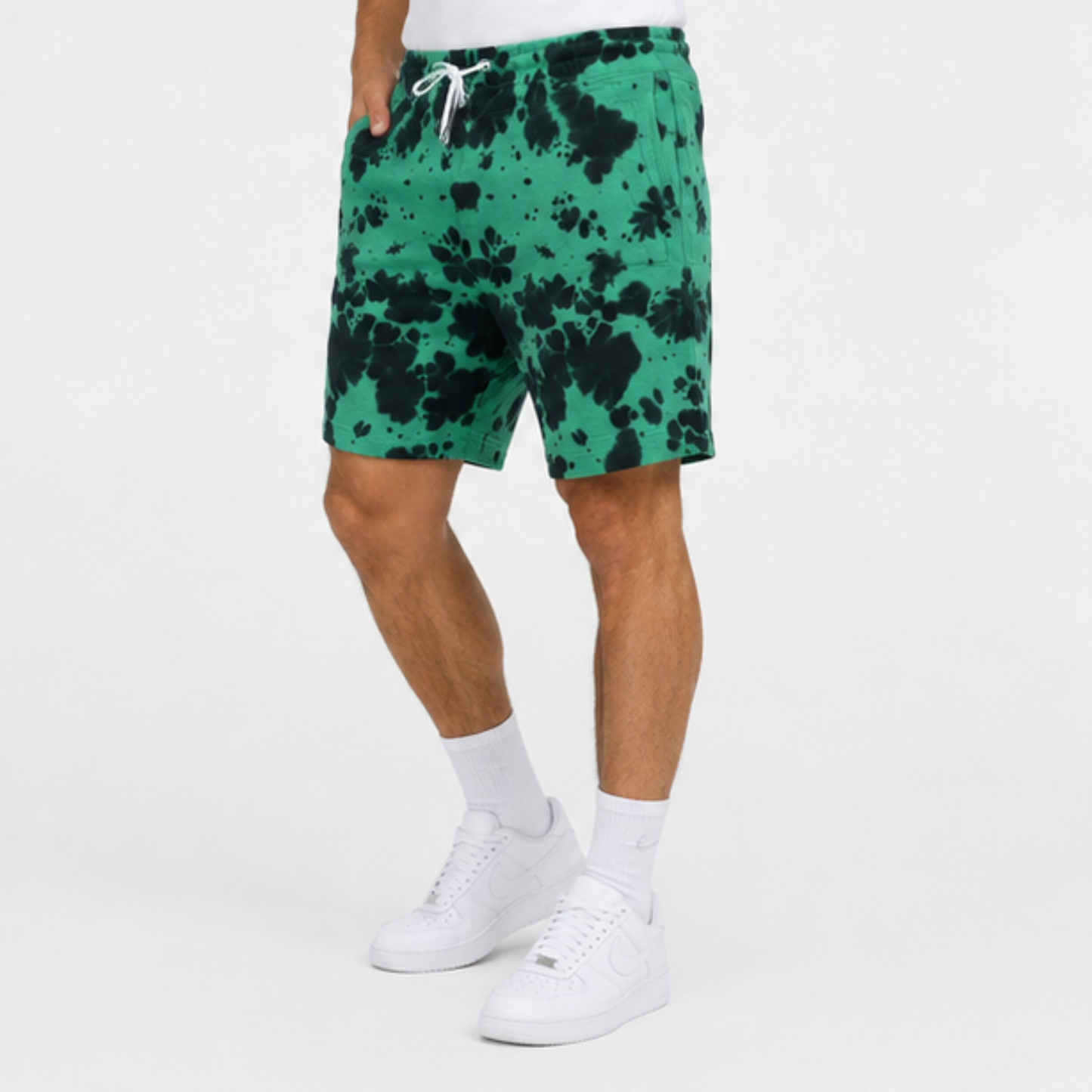 Evo Vogue Toxic Moss Green Black Tie Dye Shorts