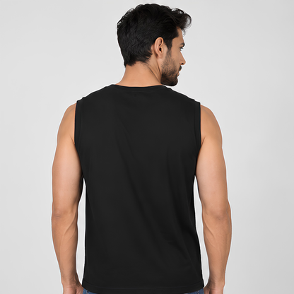 Evo Vogue Black Sleeveless T-Shirt for Men