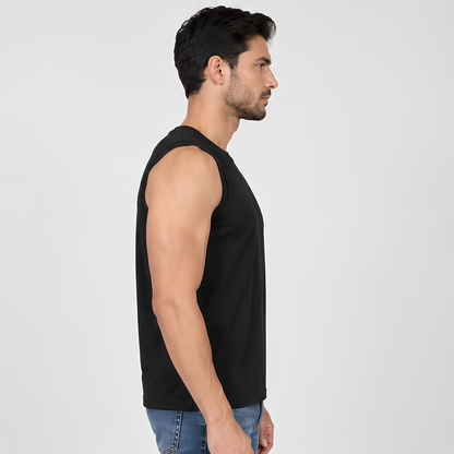 Evo Vogue Black Sleeveless T-Shirt for Men