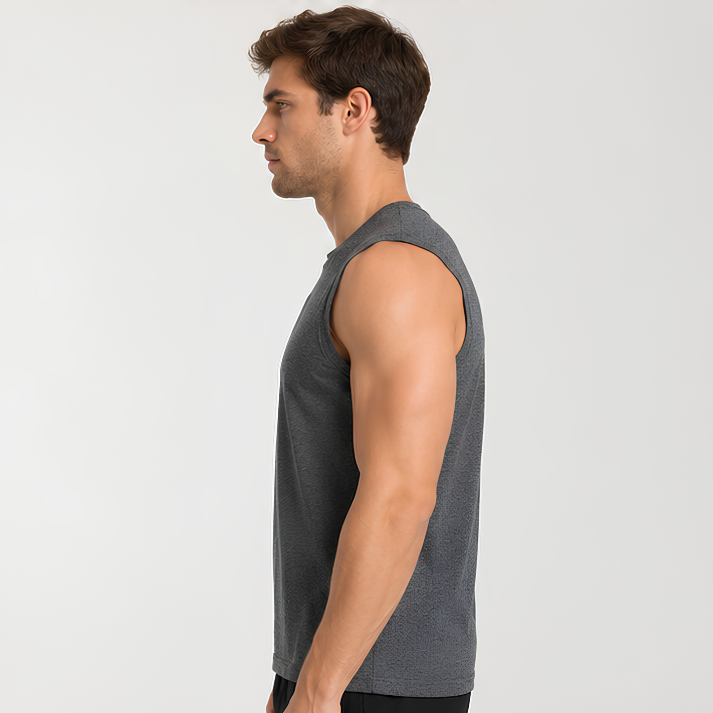 Evo Vogue Charcoal Melange Sleeveless T-Shirt for Men