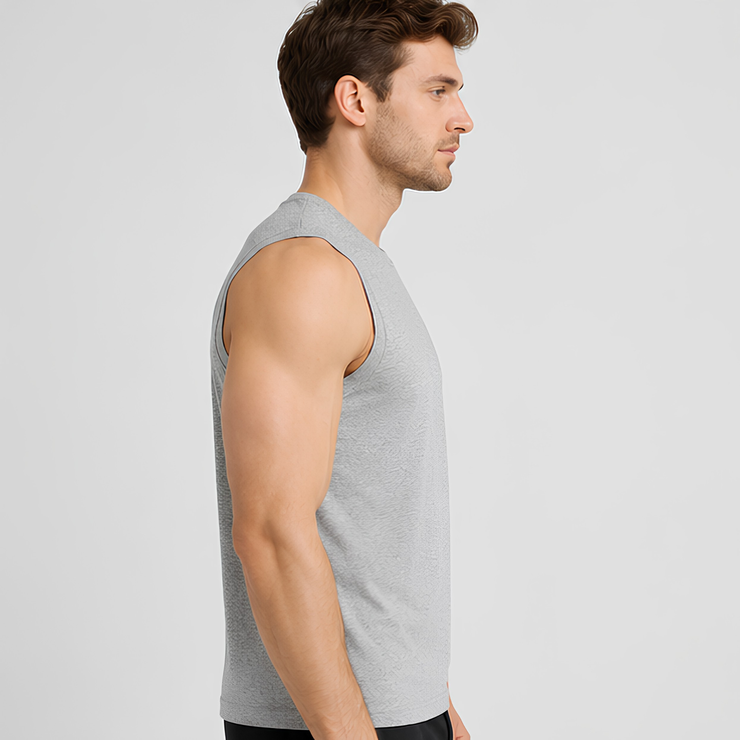 Evo Vogue Grey Melange Sleeveless T-Shirt for Men