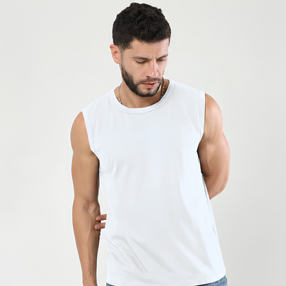 Evo Vogue White Sleeveless T-Shirt for Men