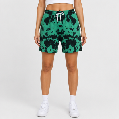 Evo Vogue Emerald Shadow Green Black Tie Dye Shorts