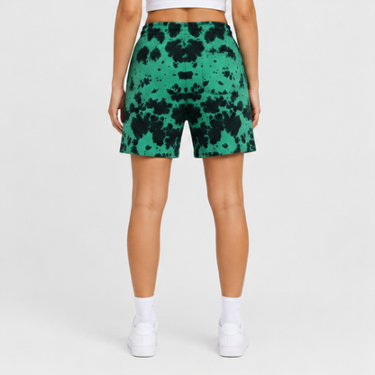 Evo Vogue Emerald Shadow Green Black Tie Dye Shorts