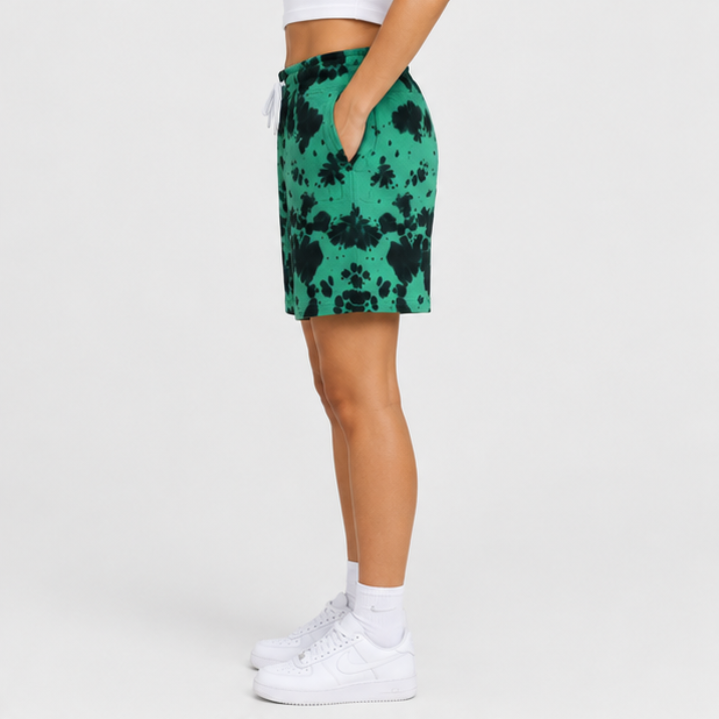 Evo Vogue Emerald Shadow Green Black Tie Dye Shorts