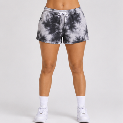 Evo Vogue Midnight Cloud White Black Tie Dye Shorts