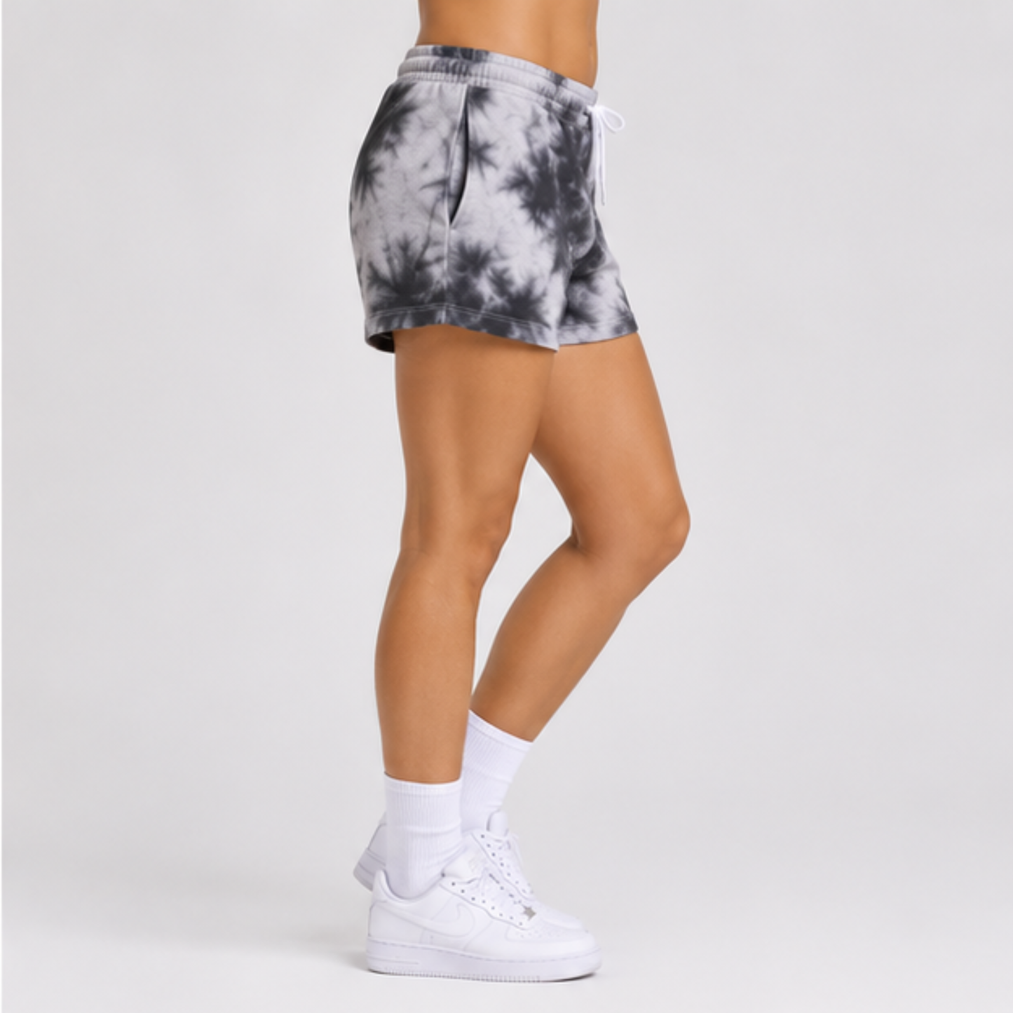 Evo Vogue Midnight Cloud White Black Tie Dye Shorts