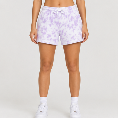 Evo Vogue Lavender Cloud White Tie Dye Shorts