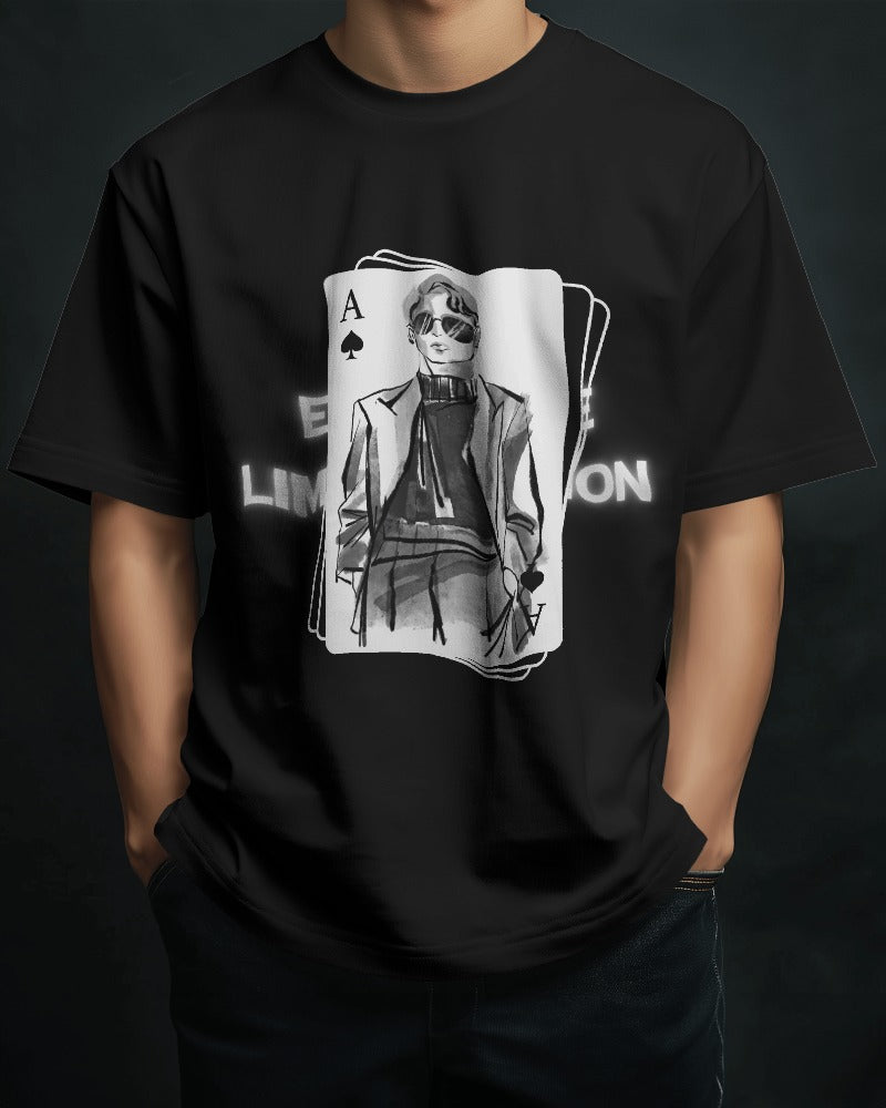 Ace of Spades: 280 GSM Luxe Edition Oversized Tee – Evo Vogue Premium Collection