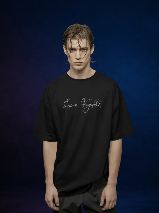 Classic Black Signature Oversized T-Shirt by Evo Vogue