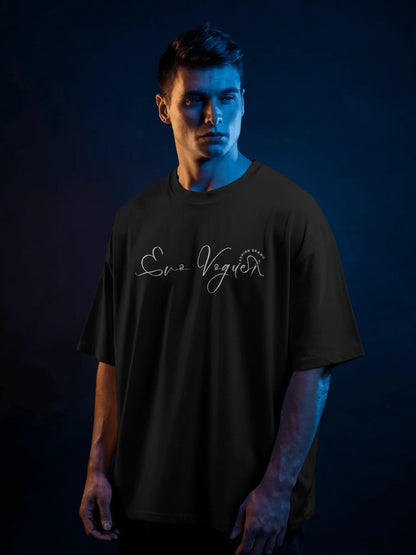 Classic Black Signature Oversized T-Shirt by Evo Vogue