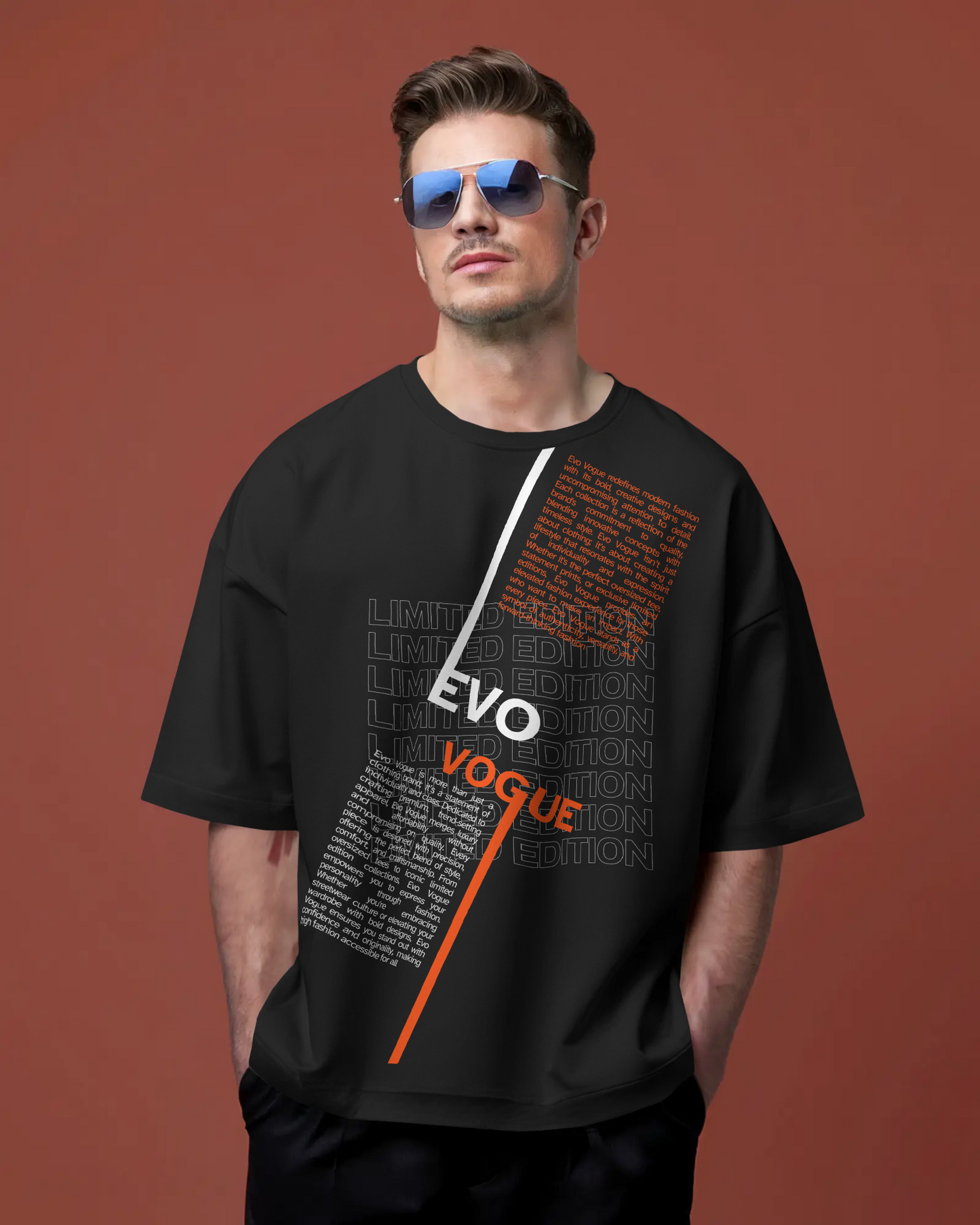 Evo Vogue “Elite Edition” Double-Sided Printed Textured Oversized Tee